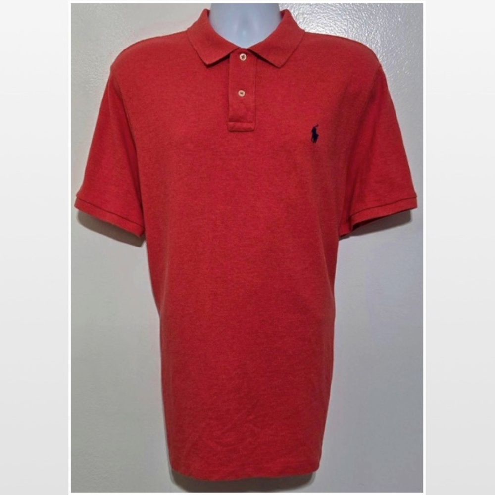 Vtg Polo Ralph Lauren Shirt Mens XL Orange Short Sleeve Interlock Polo Golf Top